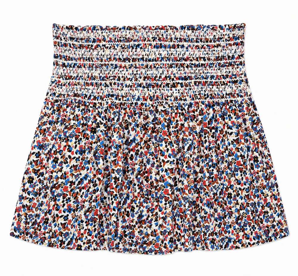 Tory Burch Wildflower Print Smocked Mini Skirt